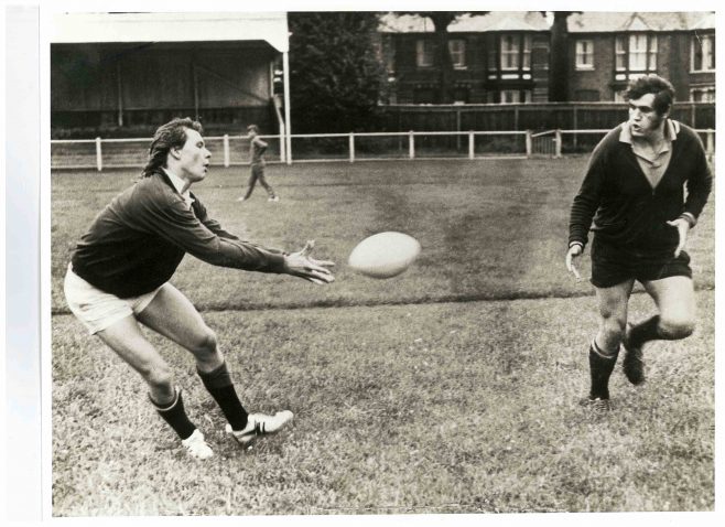 Photograph of Andrew-JL-Fielding-and-Mike-Burton-training-night-at-Kingsholm-1969-70