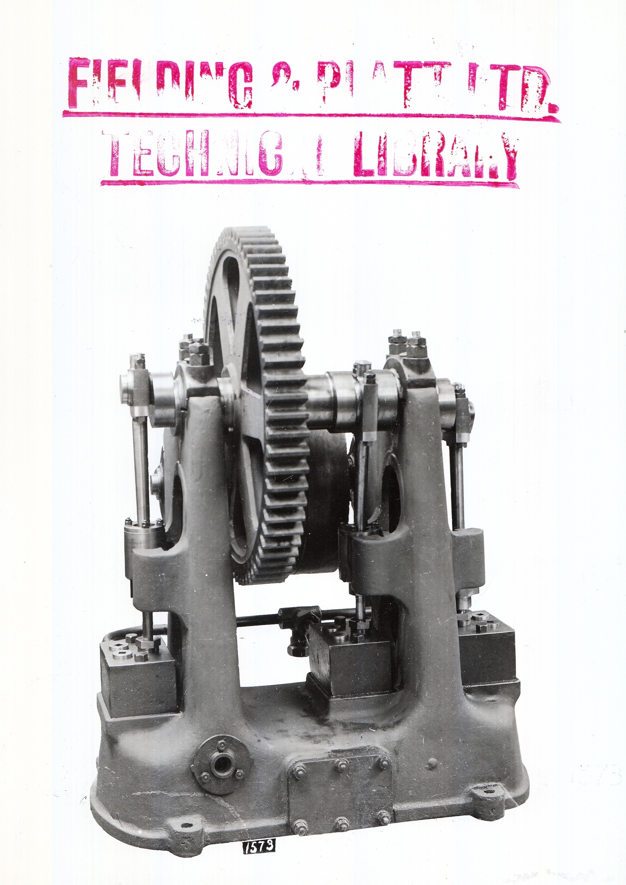 Vertical ThreeThrow Hydraulic Pump, belt driven, c.1902 1930s and earlier. Fielding and