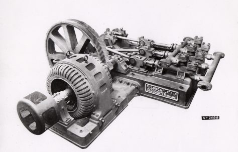 Horizontal Three-Throw Hydraulic Pump with motor, c.1916