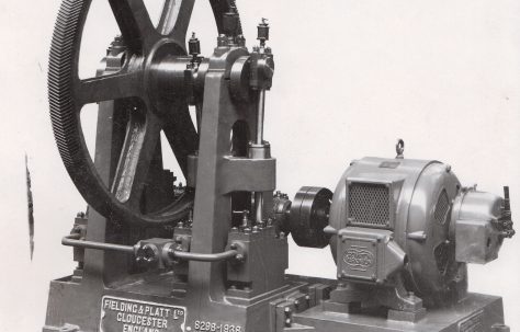 Vertical Three-Throw Hydraulic Pump, shown with motor, O/No. 8298, c.1938