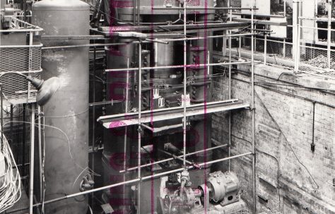 2500 ton Metal Powder Compaction Press, views under construction and on site, O/No. 6020/55, c.1955