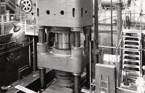 2000 ton Wheel Dishing Press, views under construction and on site in 1971, O/No. 57730, c.1959