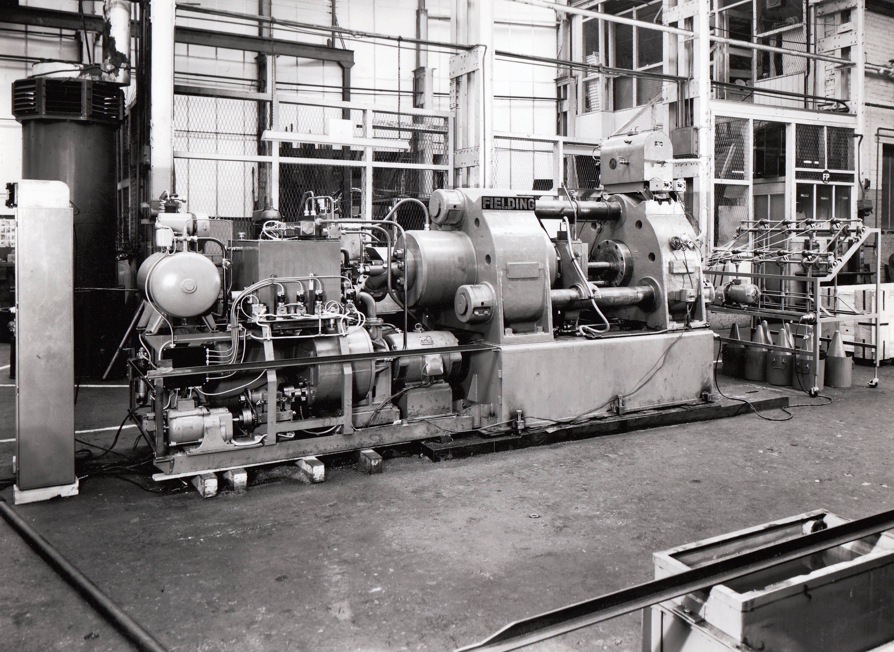 350 ton Solder Extrusion Press, with Pan Coilers, O/No. 63130, c.1963 ...