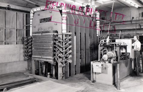900 ton Multi-daylight Platen Press, views taken on site, O/No. 62670, c.1963