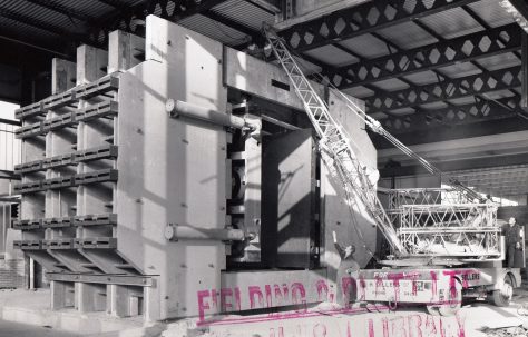9000 ton Multi-Daylight (Hot) Platen Press, views taken on site during first-time site erection, O/No. 63170, c.1964