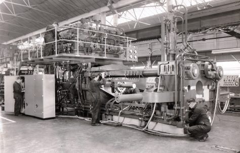1600 ton Horizontal Package - Type Extrusion Press under construction in the works, O/No. 64550, c.1964