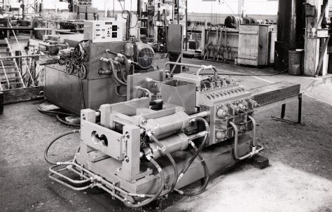 Concrete Extrusion Machine for producing rectangular solid/hollow beams, c.1967