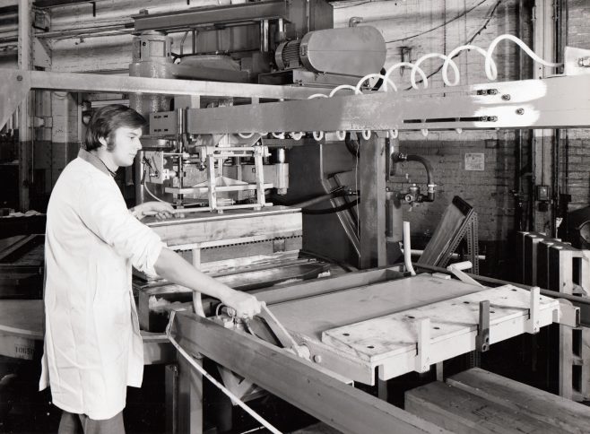Three-Mould Two-Column Concrete Press with Kerb Handling Gear, O/No. K77400, c.1970 | Gloucestershire Archives
