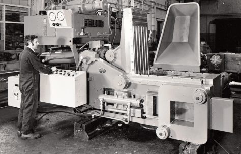 300 mm Heavy Duty Scrap Baler on test in the works, O/No. B77300, c.1971