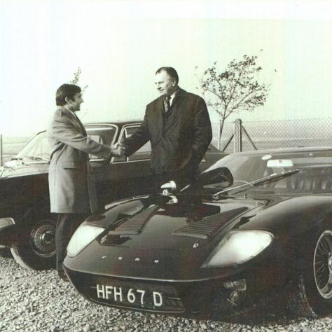 FJF and Jackie Stewart with Jim's Ford GT40 prominent. | Kindly supplied by Andrew Fielding 2014
