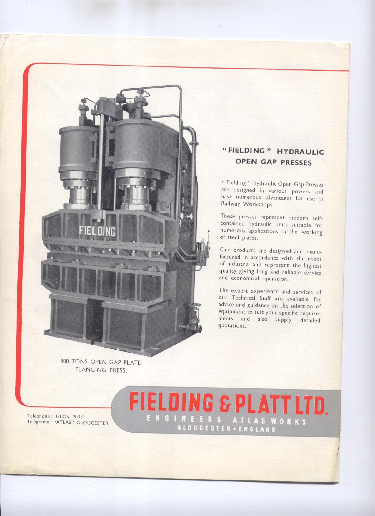 Hydraulic Presses for Railway Equipment Brochures, Bending