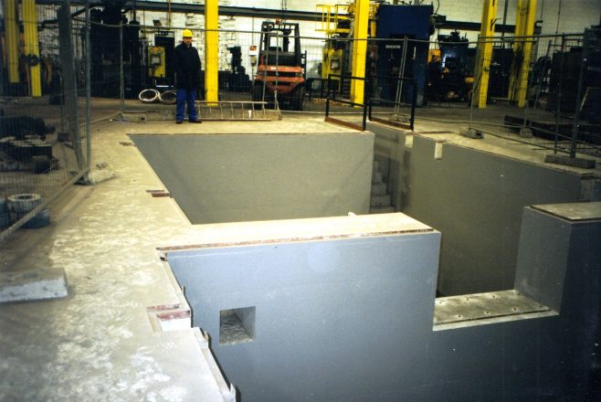 JB138  View of prepared foundations for Hydraulics - foreground; Mill - rear | Supplied by John Bancroft