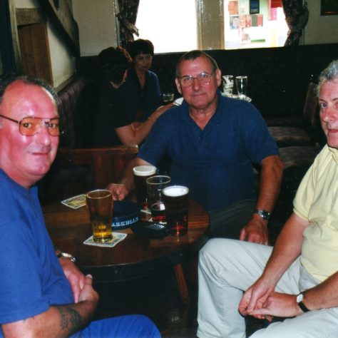 No.32  Stan Barnes; Norman Bidmead; John Toppin at the local watering hole!