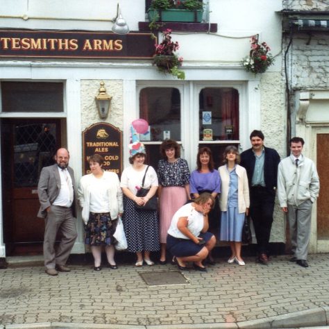 No.37  The favourate watering hole!  L to R: John Bancroft; Janet May; Helen Andrews; Jackie Byett; Monica Gittings (kneeling); ? ; ? ; Ray Cayliss; Justin Bissell