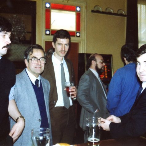 No.75  L to R: Ray Cayliss; John Ansley; Tim Lodge; John Bancroft; Frank Kelly (blue shirt); Garry Jones