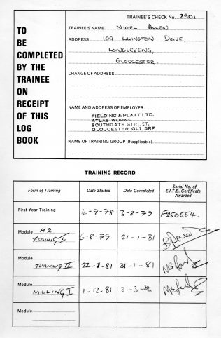 NIGEL ALLEN  Apprentice  1978 until 1981