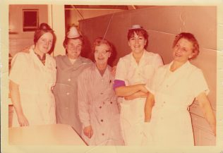 Marion Iles, Lil Webb, Rose Sharp, Marie Hogarth, and Mrs Jones (catering manager) catering for the children's Christmas party described in clip 6 | Marion Iles