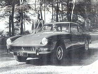 PR0129  This Ferrari 330GT model was one of only six in the UK at the time. Taken late 1960s near Birdlip on the B4070 with Pete Skelton alongside. Lucky boy!! | The Paul Regester Collection