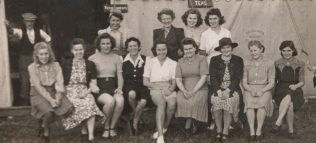 Sports Day, Back Row Groundsman, ?, Mr H Maw, ELSIE, Margaret Allen, Front Row, ?, ?, Gwen Ryland, Phil Click, Mary Allen, ?, Mrs Hobbs, Mary Hamp, ?.