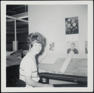 Joy at her drawing board in 1965